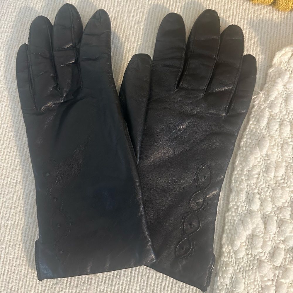 Vintage Black Leather Women’s Gloves 7 1/2